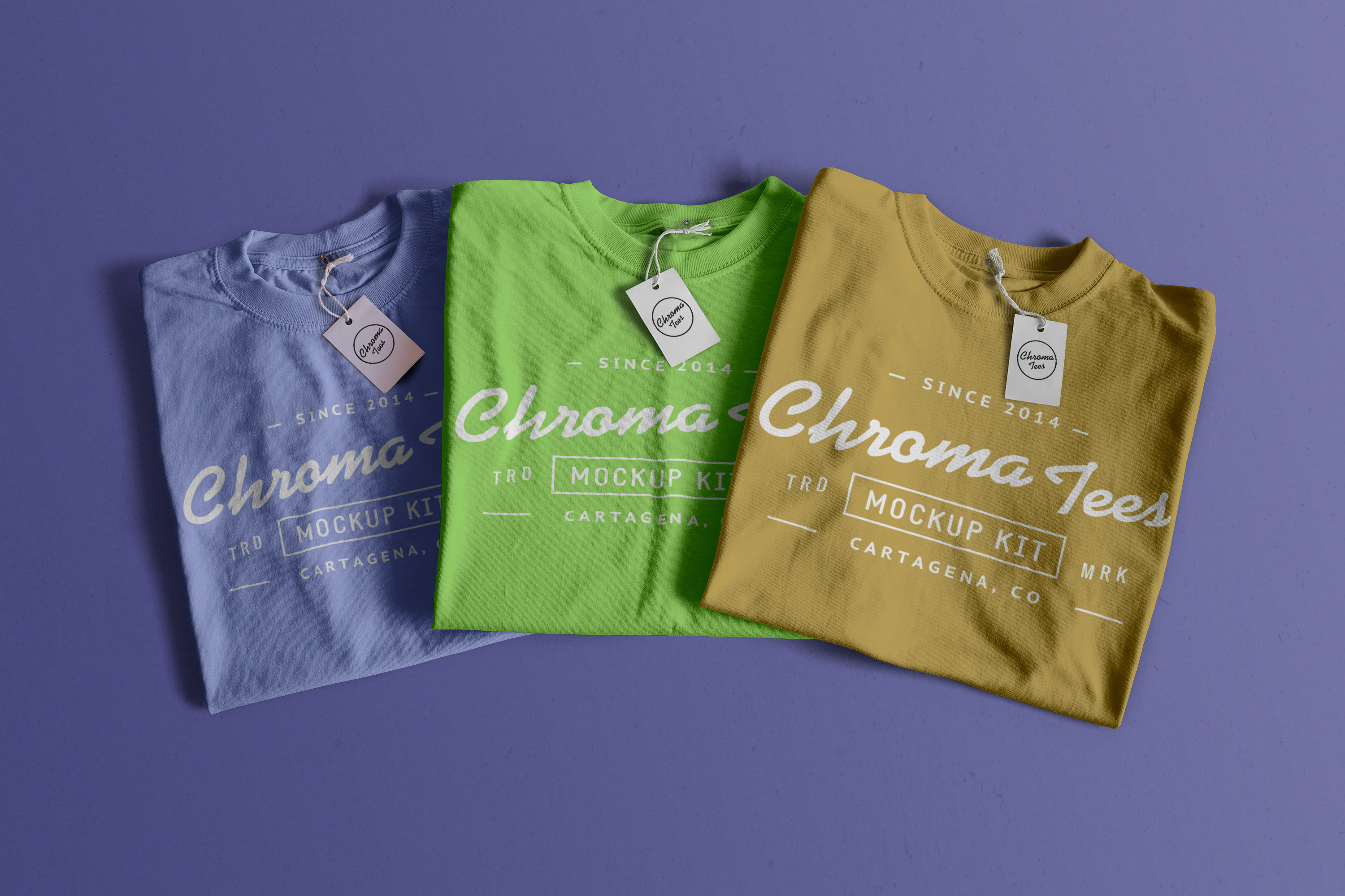 折叠T恤服装印花设计图样机02 Folded T-Shirts Mockup 02