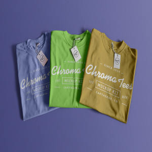 折叠T恤服装印花设计图样机02 Folded T-Shirts Mockup 02