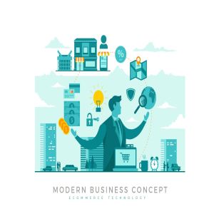 电子商务贸易概念插画 E-Commerce Modern Business Concept