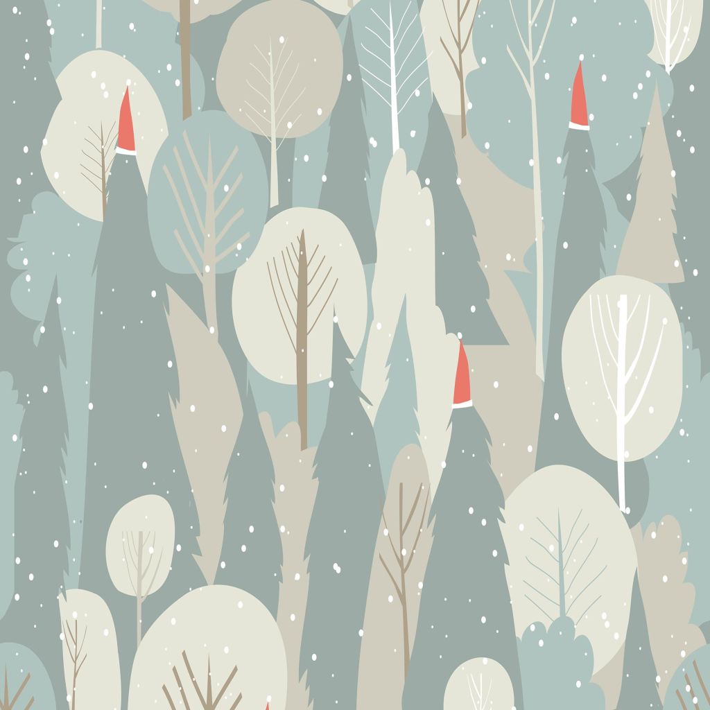圣诞节主题冬季森林矢量手绘插画素材 Seamless vector winter forest pattern. Christmas b插图