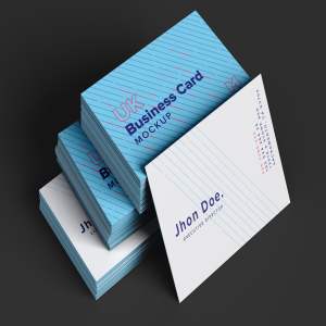 UK尺寸标准企业名片堆叠效果预览样机模板08 UK Business Cards Mockup 08插图4