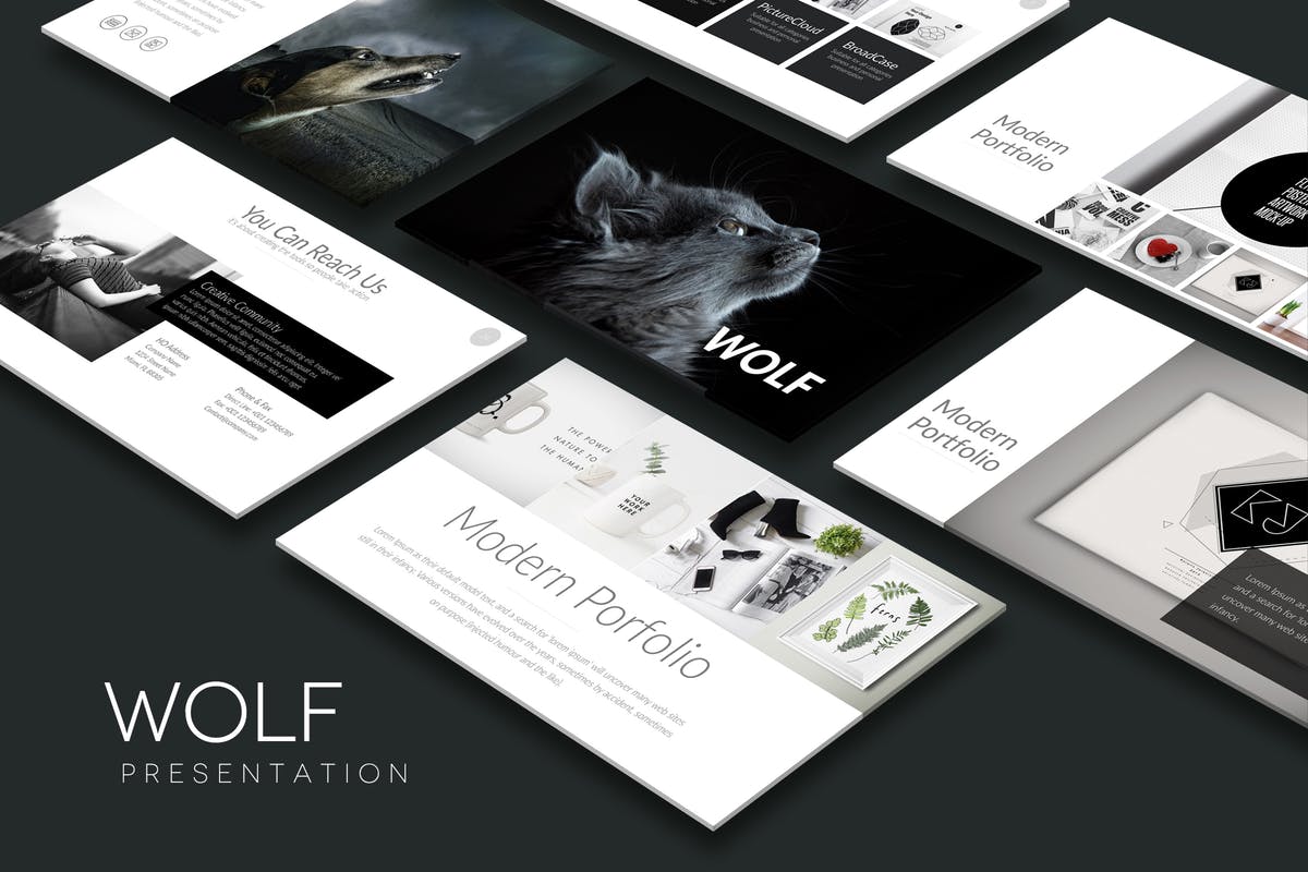 商业规划书/商业推广PPT幻灯片模板 WOLF Powerpoint Template