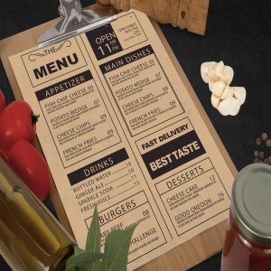 简约复古风格西餐餐厅菜单设计样机模板 Vegetables Restaurant Menu Mock Up