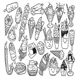 25款冰淇淋涂鸦手绘图案设计素材 Ice Cream Doodle Vector插图2
