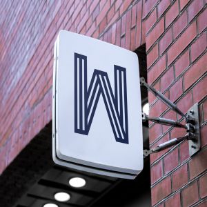 户外/室外悬挂Logo标志设计效果图样机#3 Outdoor Hanging Logo Sign Mockup #3