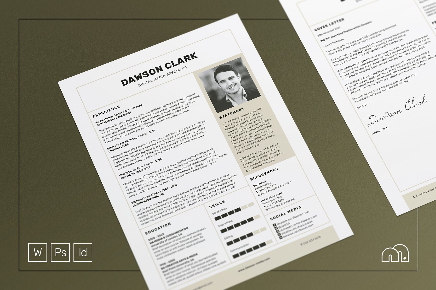 复古经典表格式简历模板 Dawson – Resume/CV