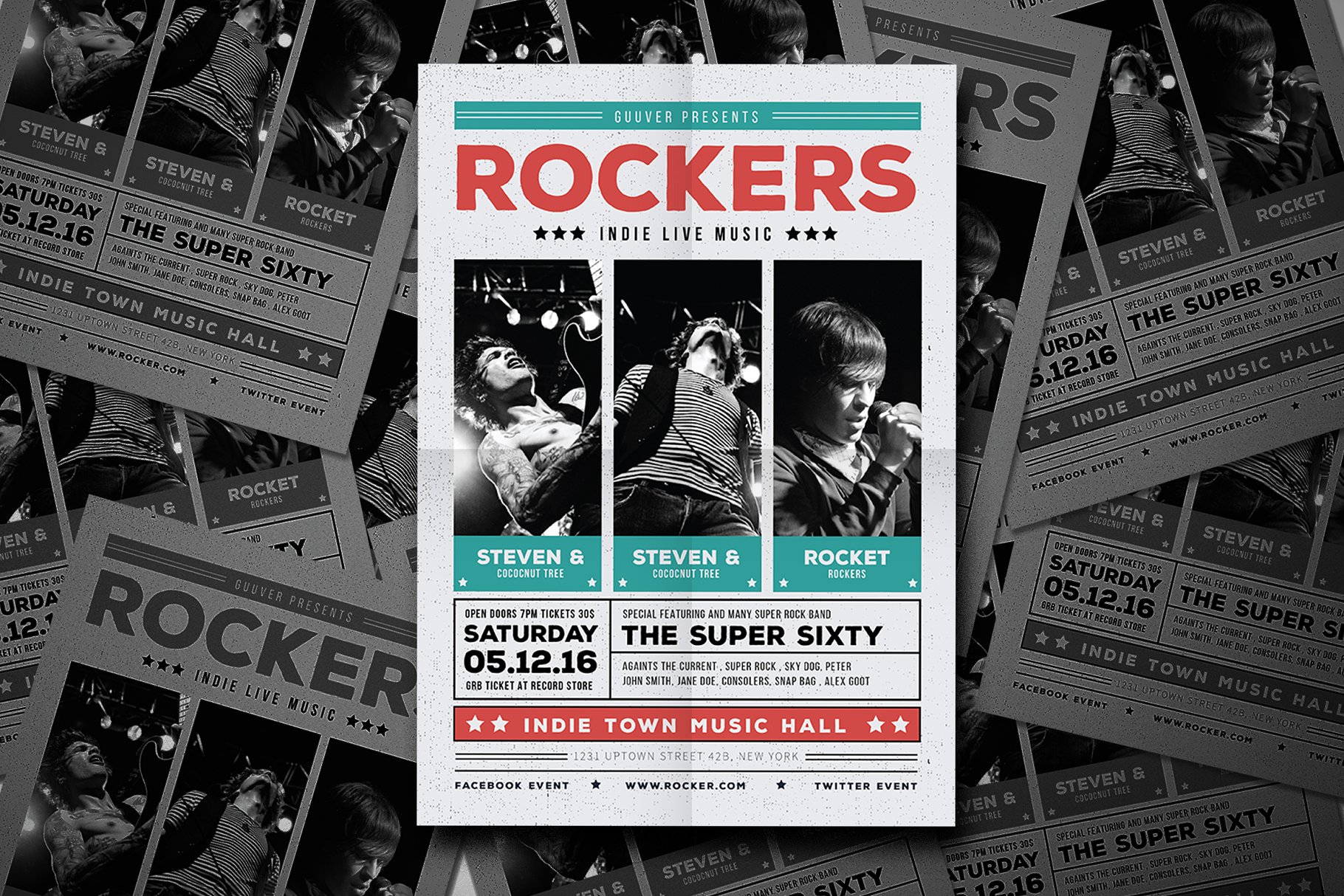 独立摇滚派对音乐会传单模板 Indie Rock Flyer