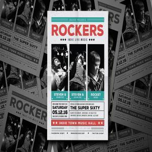 独立摇滚派对音乐会传单模板 Indie Rock Flyer