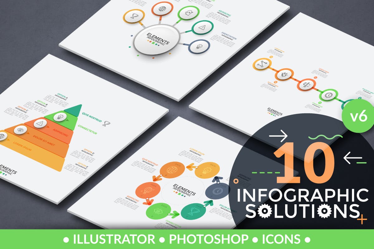 企业解决方案PPT信息图表矢量模板v6 Infographic Solutions. Part 6