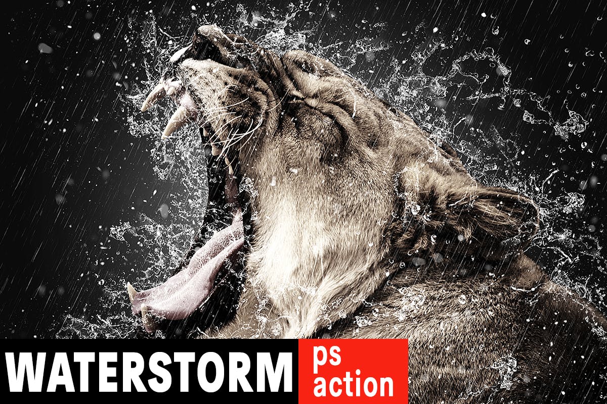 暴雨水滴飞溅滴落效果照片特效处理PS动作 WaterStorm Photoshop Action
