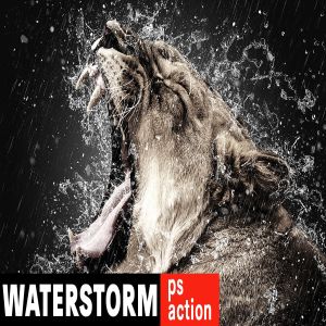 暴雨水滴飞溅滴落效果照片特效处理PS动作 WaterStorm Photoshop Action