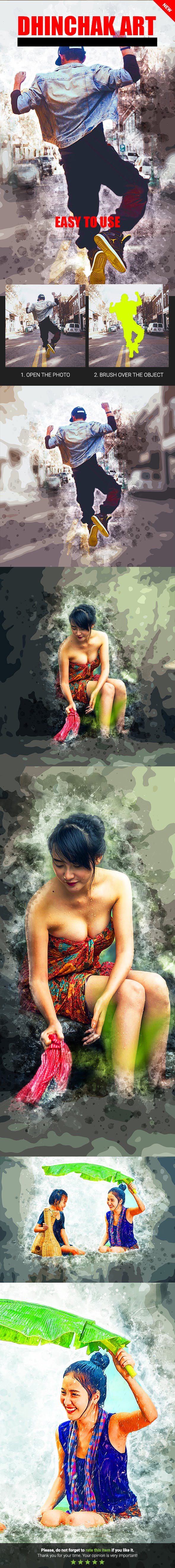 创建水墨风格人物背景图片的PS动作 Dhinchak Art Photoshop Action