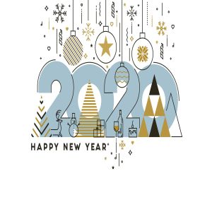 扁平设计风格彩色线条新年庆祝主题概念插画素材 Flat Thin Color Line Concept of Happy New Year