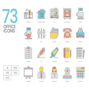 73 个办公室创意图标套装下载[Ai]