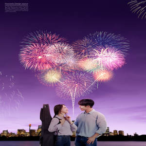 浪漫告白爱心烟花主题海报设计素材