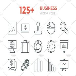 125+商业企业矢量图标 125+ Business Vector Icons