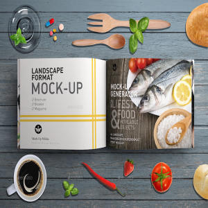 A4尺寸的杂志模型和场景生成器[psd]