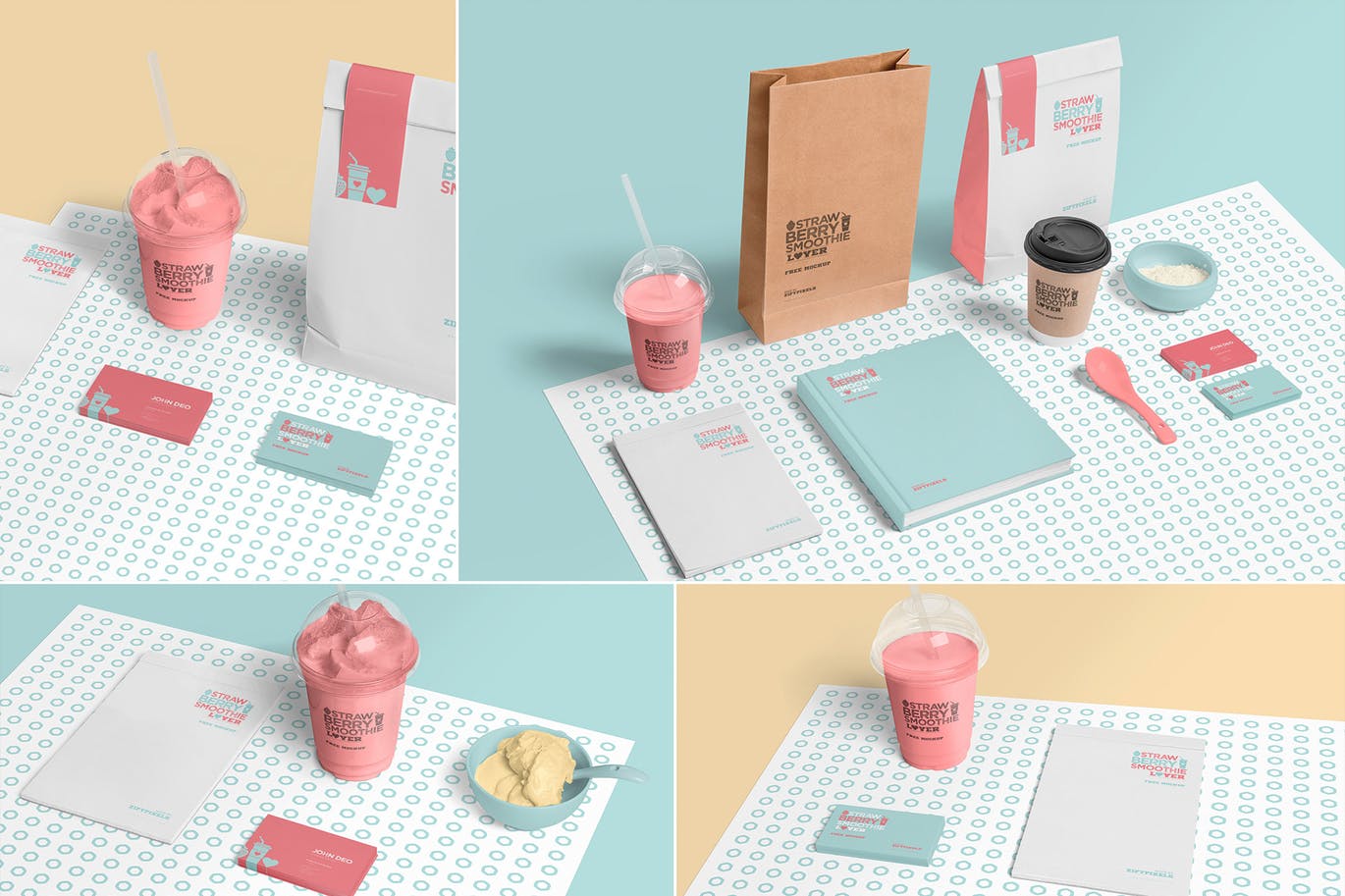 冰淇淋杯VI样机展示模型mockups
