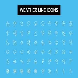天气主题线条图标素材 Weather Line Icons