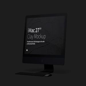 iMac一体机高清屏幕网页UI设计效果右视图样机 Clay iMac 27” Mockup, Right View插图3