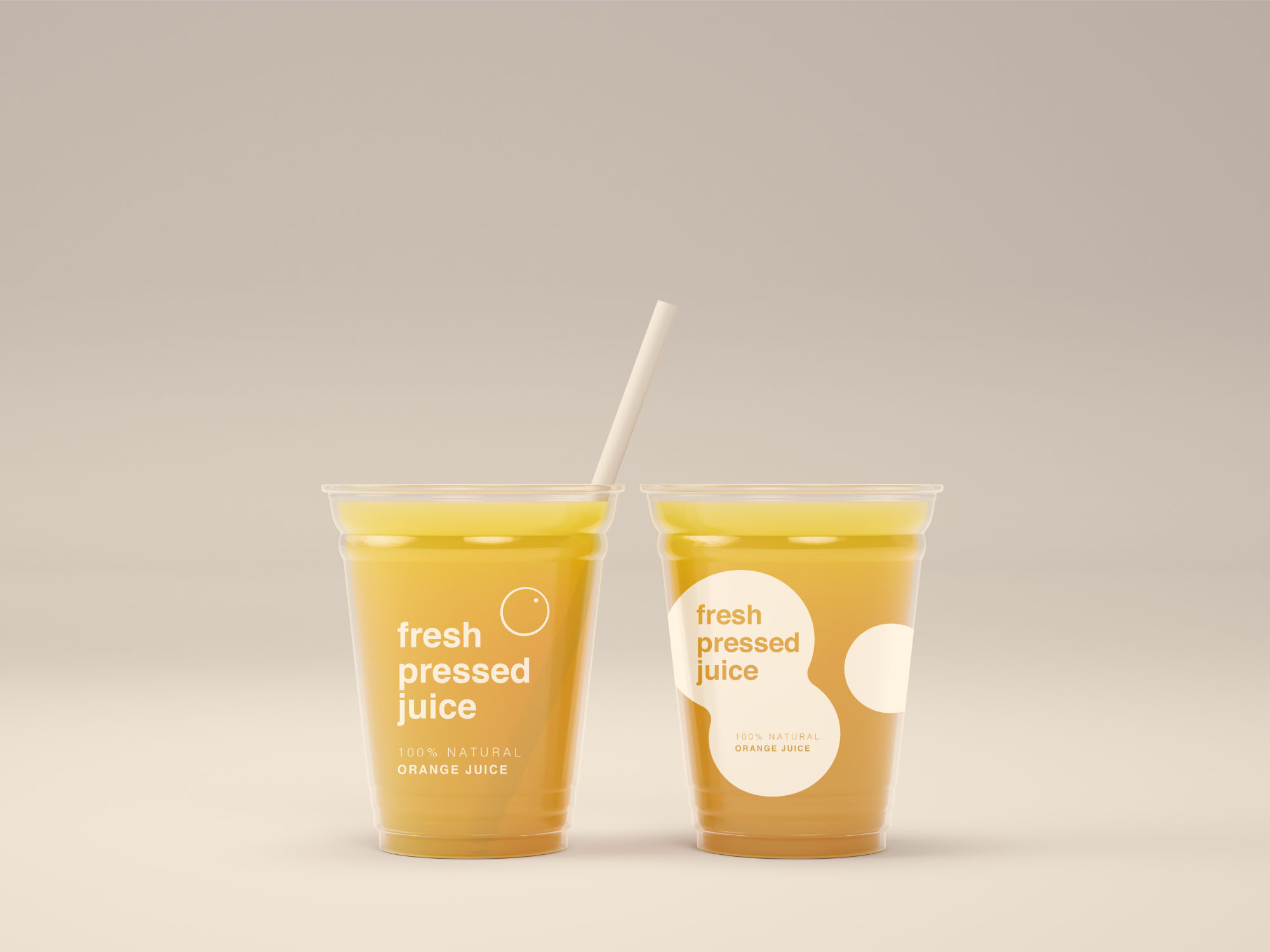 一次性果汁杯外观设计效果图样机PSD模板 Juice Cups Mockup PSD