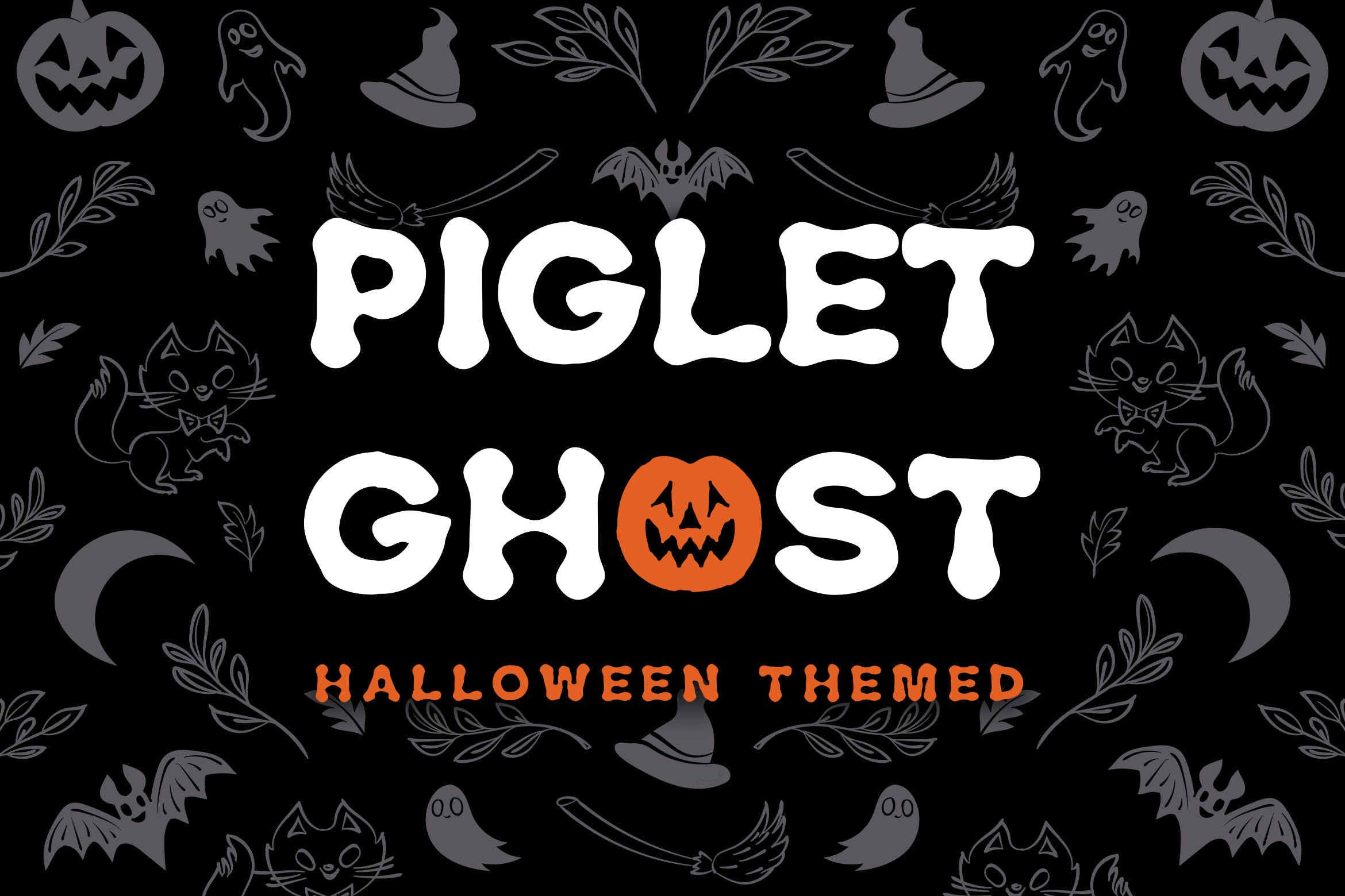 万圣节节日氛围惊悚创意设计无衬线英文字体 Piglet Ghost – Halloween Display Typeface