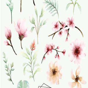 粉色樱花花卉水彩手绘设计套装 Pink Floral – Sakura Watercolor Set插图10