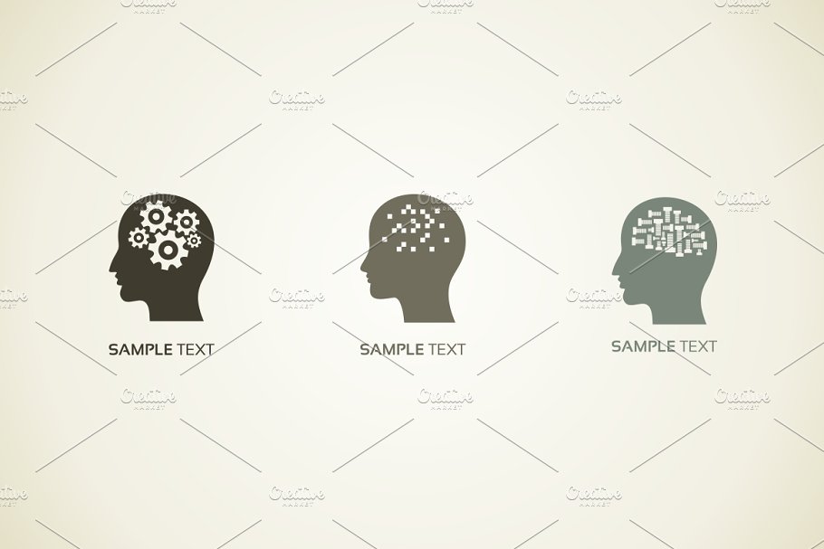 脑力开发主题Logo模板 Head logo