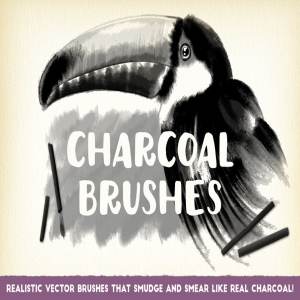 木炭画笔笔画AI笔刷 Charcoal Brushes