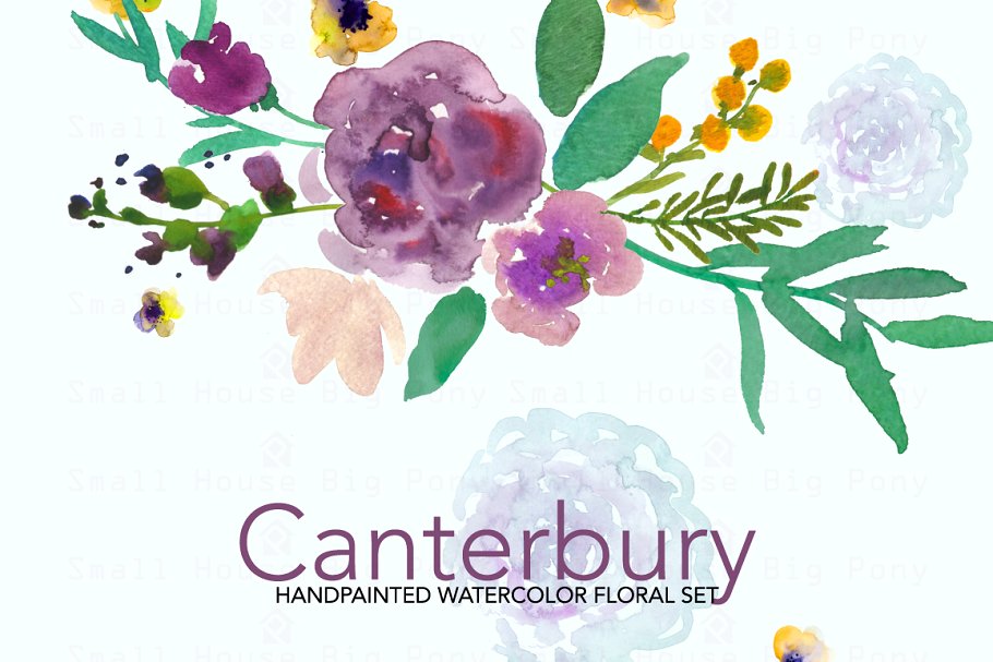 坎特伯雷-水彩剪辑艺术集 Canterbury- Watercolor Clip Art Set