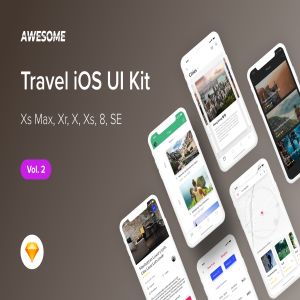 旅游门户APP应用UI设计套件SKETCH素材v2 Awesome iOS UI Kit – Travel Vol. 2 (Sketch)