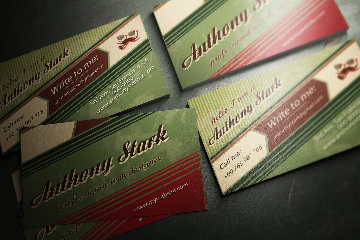 复古风格企业名片设计模板 Retro Business Card Design
