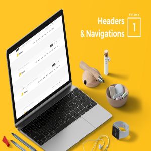 标题&导航菜单网站UI设计模板V1 Headers & Navigation for Web Vol 01