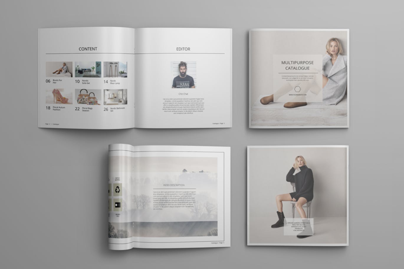 方形多用途产品目录设计模板v4 Square Catalogue Template Vol. 4