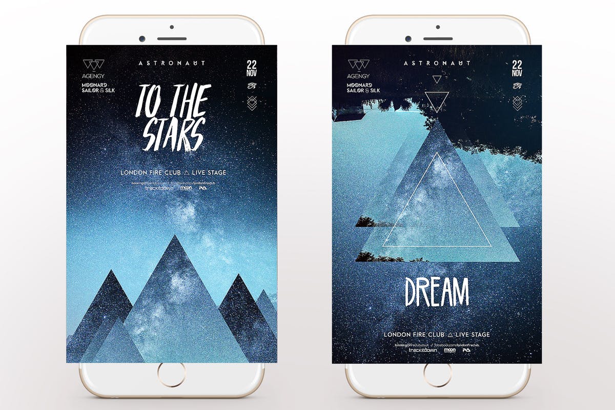 DJ派对星空背景海报传单模板 Galaxy Poster