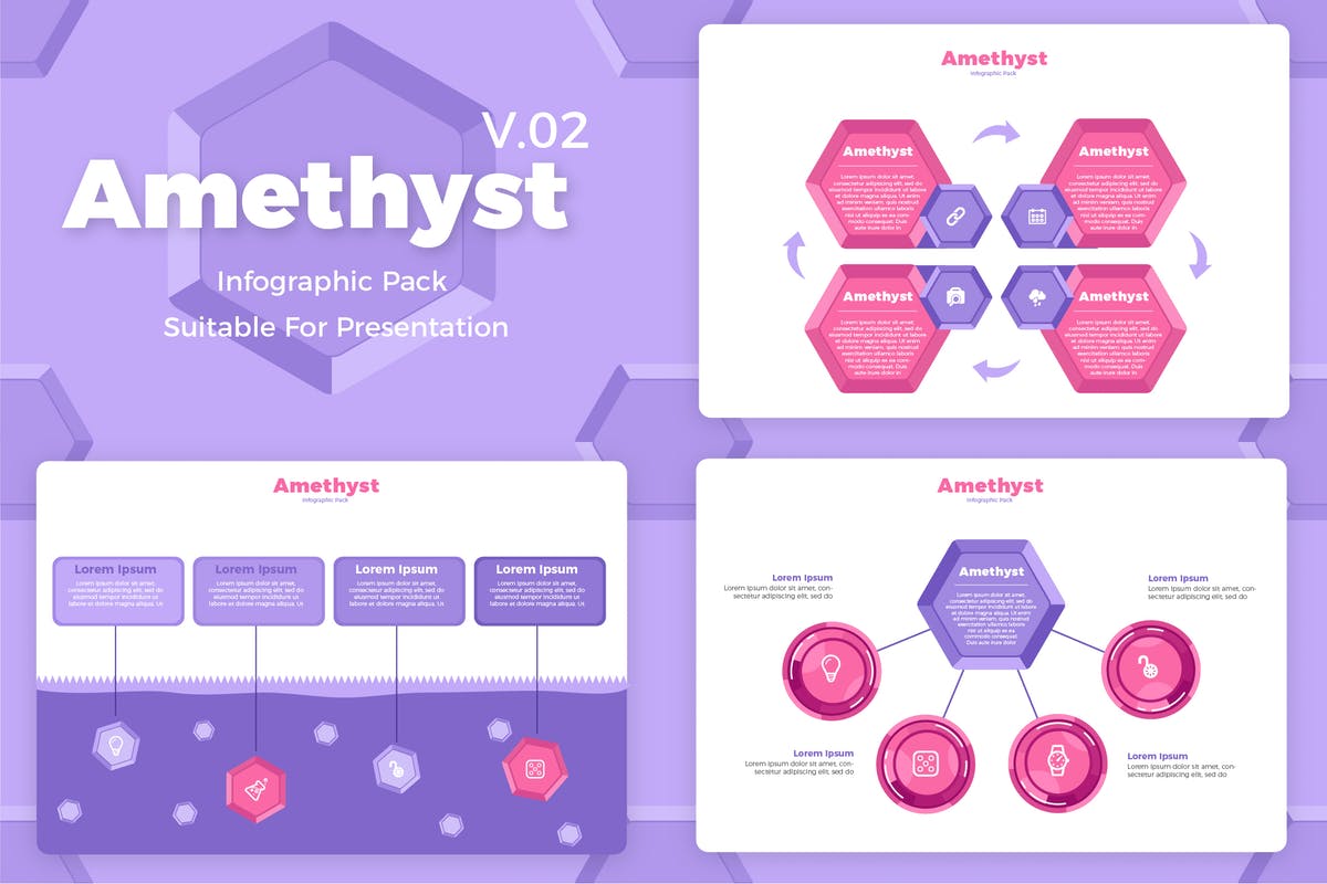 创意幻灯片设计设计信息图表矢量素材v2 Amethyst V2 – Infographic
