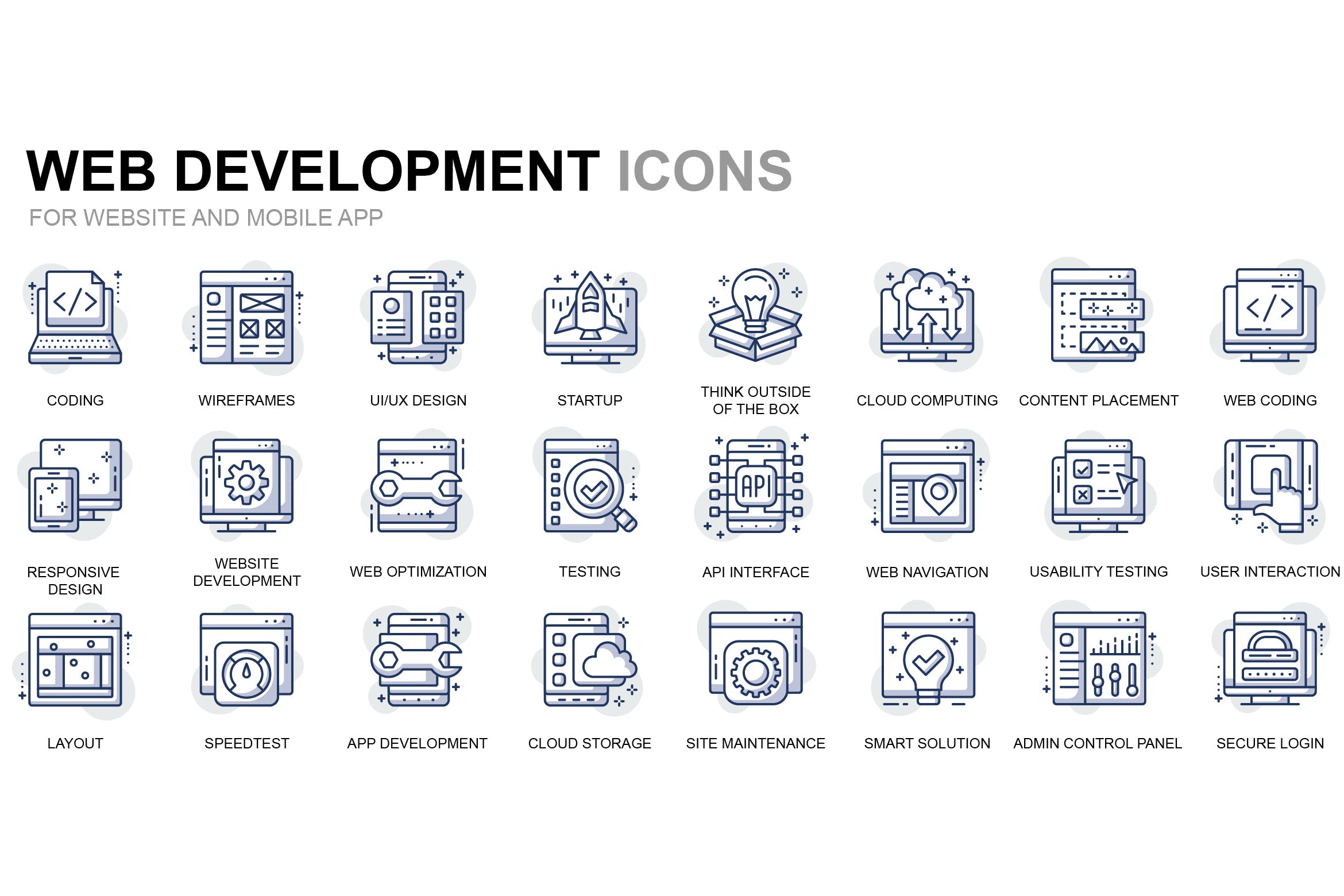 Web开发主题细线线性矢量图标素材 Web Development Thin Line Icons