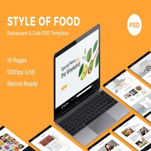 西餐厅&咖啡店品牌网站PSD设计模板 Style of Food – Restaurant & Cafe PSD Template