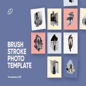 画笔笔画图形照片预览样机模板 Brush Stroke Photo Template