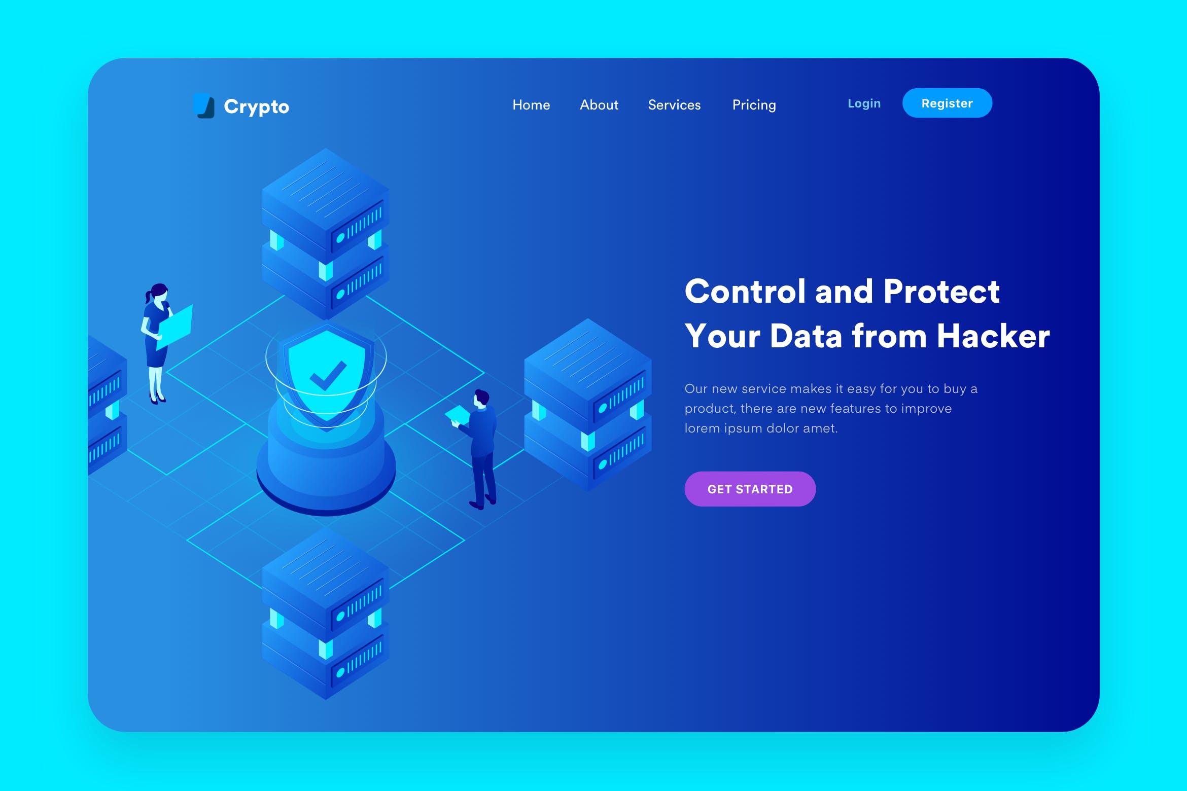 数据安全概念主题网站设计矢量插画 Data Security Desktop Header Illustration