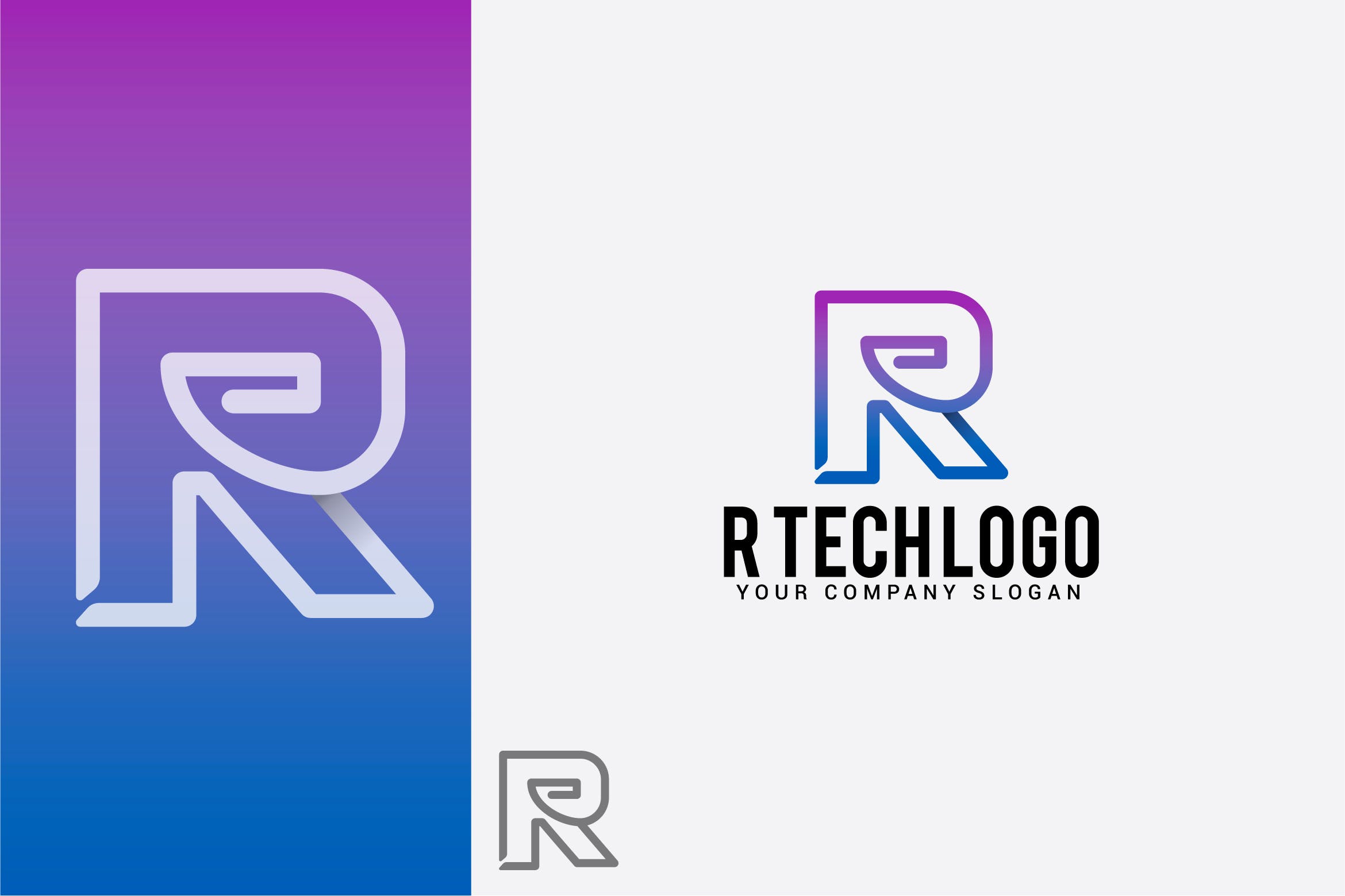 创意字母Logo模板系列之字母R R tech logo