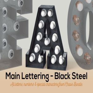 大帐篷灯泡装饰金属字体场景模板6 Marquee Light Bulbs Chaos 6 – Black 2 Lettering