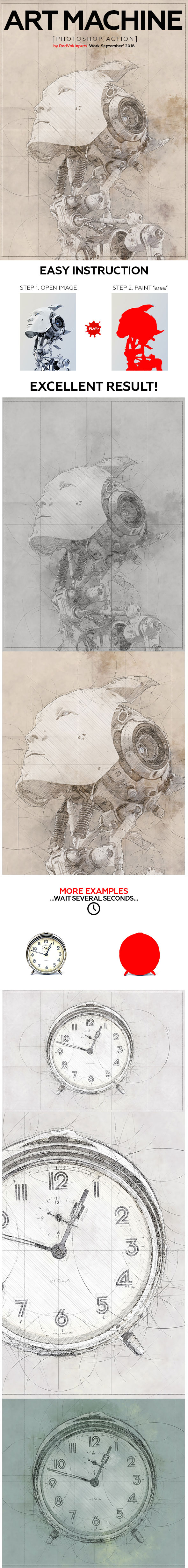 工业设计艺术素描特效的PS动作下载 Art Machine Photoshop Action [atn]