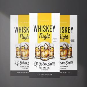 威士忌夜店宣传海报传单设计模板 Whisky NIght Flyer