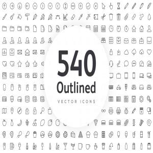 540枚矢量线框图标 Vector Line Icons – Outlined