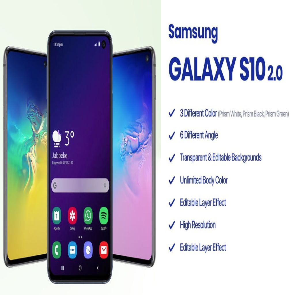 三星Galaxy S10智能手机样机模板v2 Samsung Galaxy S10 Mockup 2.0插图