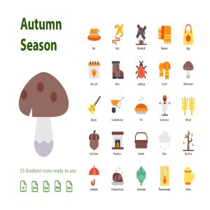 秋天季节扁平化矢量图标素材v2 Autumn Second Season (Flat)