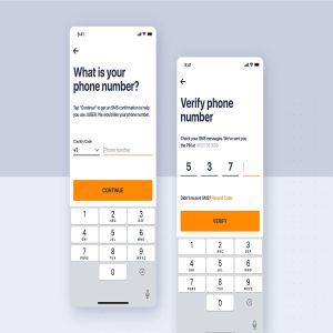 类滴滴打车APP应用手机短信登录界面设计模板 Car rental mobile UI Kit – Login with phone number