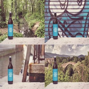 50cl规格啤酒瓶设计多背景预览样机模板50cl Beer Mockup Background