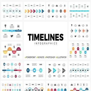 50张独特的时间轴信息图表模板 Timelines | 50 unique slides